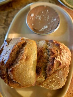 Warm Florets Bakery sourdough rolls, old wine butter  at Forest in Auckland