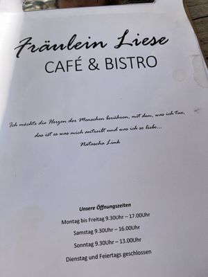 Liebe Natascha, das merkt man an der Einrichtung und der Liebe zum Detail. Leider fehlt es beim Personal und vor allem den Gerichten  at Fräulein Liese in Aschaffenburg