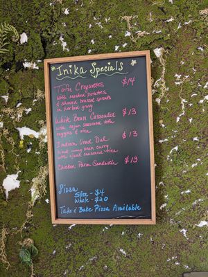 Sign for food that isn't available if you come on a Sunday. at Inika Foods in Wilton Manors