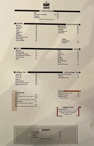 Menu as of Nov 2021 at Küff Kolektif. in Istanbul