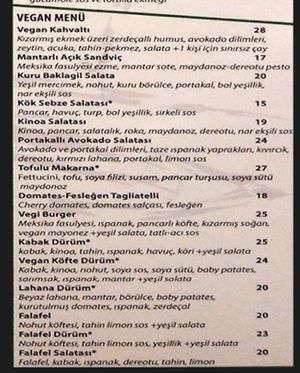 Vegan menu at Küff Kolektif. in Istanbul