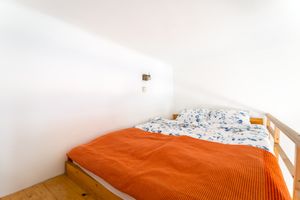 The bed upstairs at Buddha's Home in Budapest