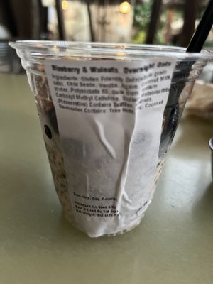 Ingredients: Overnight Oats with Blueberries & Walnuts  at Sassagoula Floatworks and Food Factory in Orlando