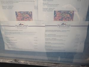 Menu at Masalatop in Leuven
