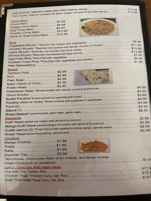 Menu page 3  at Himalayan Range in Cary
