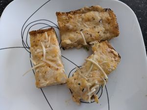 Vegan garlic cheese bread at Grandma Bob's Pizza in Detroit