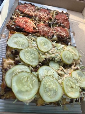 Half Big Mac half surpreme 🤤🤤🤤  at Grandma Bob's Pizza in Detroit