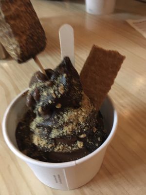 Vegan soft serve from Cold Truth ice cream booth set up on the back at Grandma Bob's Pizza in Detroit