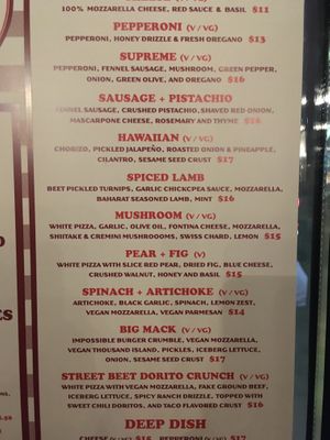 Any pizza with a vg next to it can be made vegan. There are 8 of them  at Grandma Bob's Pizza in Detroit