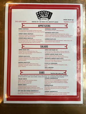 Menu 10/2023  at SQZBX in Hot Springs