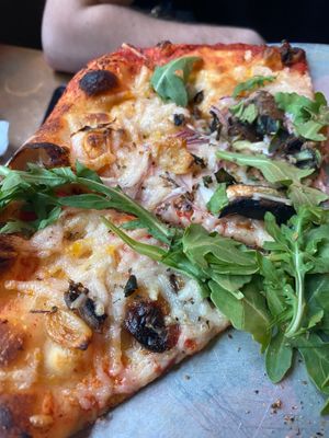 Vegan pizza on the menu  at SQZBX in Hot Springs