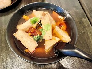 Vegan tom yum.  at I'm Vegan in Chicago