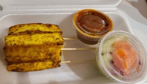 Tofu satay with peanut sauce at I'm Vegan in Chicago