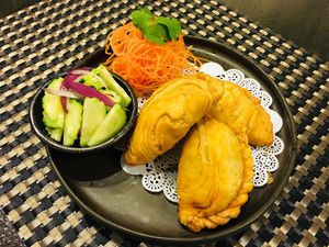 Yummy Veggie Curry Puffs  at I'm Vegan in Chicago