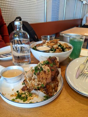 roasted cauliflower and cesar salad, both dry at Flax & Kale in Madrid