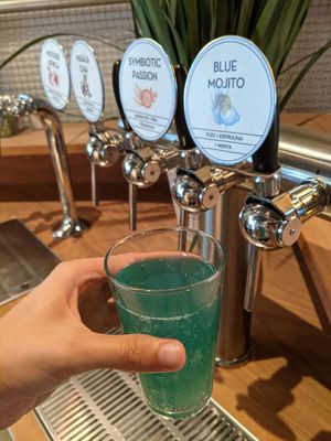 tap kombucha at Flax & Kale in Madrid