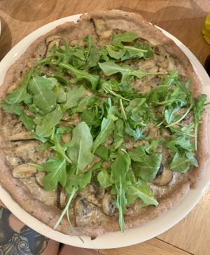 Truffe & fungi pizza  at Flax & Kale in Madrid