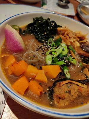 Chashu ramen at Flax & Kale in Madrid