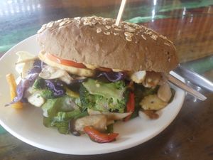 vegan sandwich with grilled vegetables and tofu  at Miss Island in Koh Muk