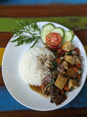 Hot basil stir fried at Miss Island in Koh Muk