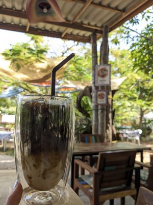 Macchiato with oat milk at Miss Island in Koh Muk