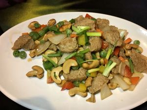 Tofu with cashews and soy sauce at Miss Island in Koh Muk