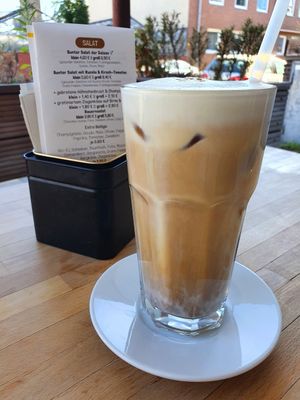 Iced soy latte at Hammer Imbiss in Dusseldorf