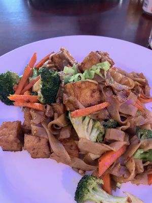 Second visit 7/6/24:  Pad See-ew with tofu.  Make certain to order vegan style.  at Baitong Thai & Sushi in St Augustine