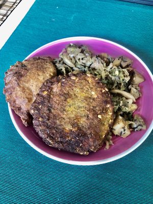 Subji with fried vegetable patty  at Govinda Veggie Corner in Budapest