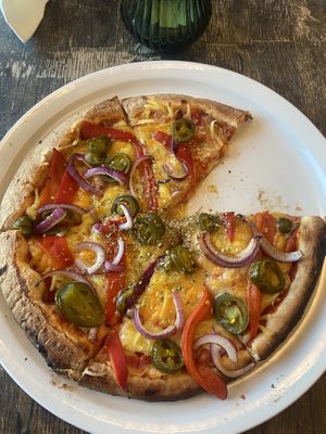 Vegan pizzaa  at Seeds Cafe in Fornebu