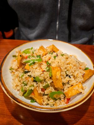 Thai fried rice (ask for no egg, add tofu) at Red Ginger Asian Bistro in Lake City