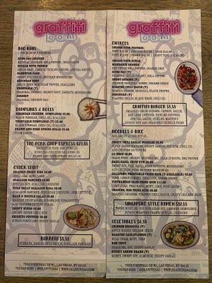 Menu 10/5/20 at Graffiti Bao in Las Vegas