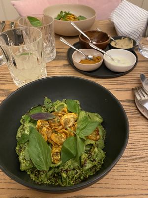 Main course - pesto pasta with dried tomatoes  at KLE in Zurich