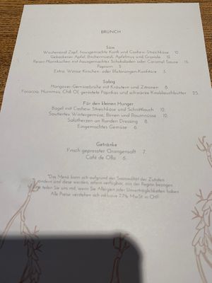 Brunch menu in 2020 at KLE in Zurich
