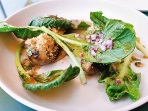 Salad and eggplant at KLE in Zurich