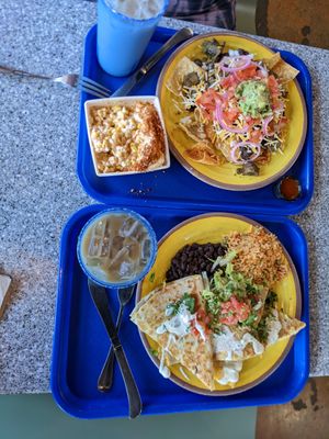 Elote, nachos, regular/coffee horchata, quesedilla at Migrants in Madison