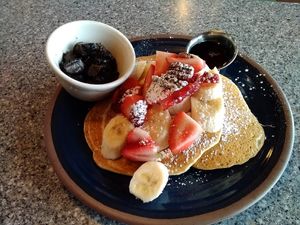 Chef got me a side of portobello... 😍😋👌 all vegan!!! So fluffy I want to die!! at Migrants in Madison