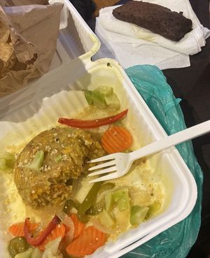 Veggie mofongo and a alcapurria  at The Earthy Kitchen in Orlando