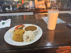 Beefless Steak with Onions & Peppers + Sides and Beverage!  An explosion of deliciousness!  at The Earthy Kitchen in Orlando