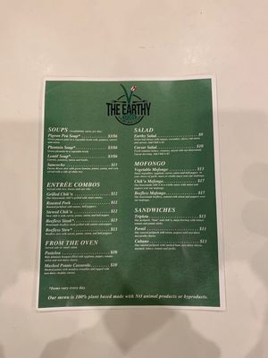 Menu at The Earthy Kitchen in Orlando
