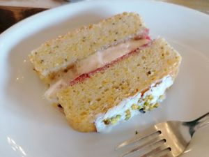 Lemon and pistachio cake at Loch Leven's Larder in Kinross