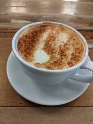 Pumpkin spice latte with oatmilk at Loch Leven's Larder in Kinross