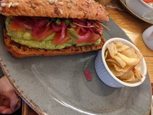Avocado, beetroot and pickled onion toastie (vegan) at Loch Leven's Larder in Kinross