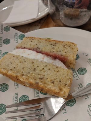 Lemon, chia seed and pistachio cake ( vegan ) at Loch Leven's Larder in Kinross