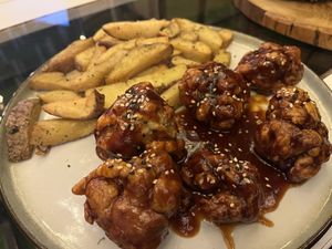 BBQ wings (Alitas del brujo) - AMAZING!!! 😋   at Lounge del Brujo Vegan Kitchen & Bar Cayma in Arequipa