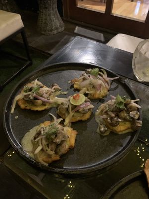 Platano with ceviche   at Lounge del Brujo Vegan Kitchen & Bar Cayma in Arequipa