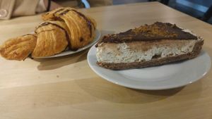 cake & croissant  at Loving Hut - Na Porici in Prague
