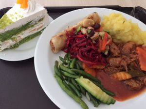 delicious buffet and cake at Loving Hut - Na Porici in Prague