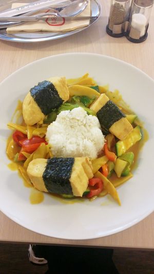 Tofu, veggies and rice at Loving Hut - Na Porici in Prague