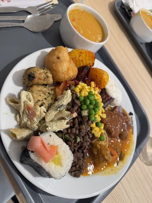 Buffet fusion - wanted to try lots of things so it’s a Czech/ Asian/ salad and soup mash up. Great!  at Loving Hut - Na Porici in Prague